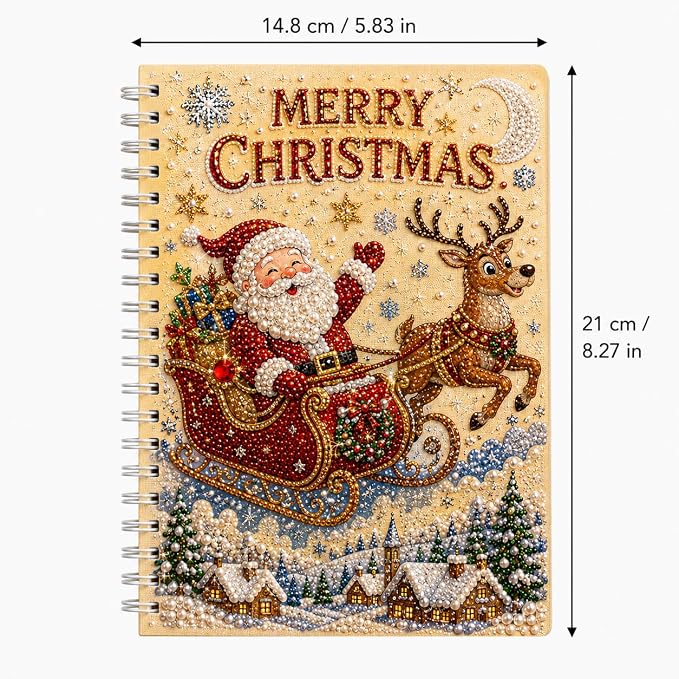 100 Pages DIY Christmas Pearl Diamond Art Painting Notebook，Style E