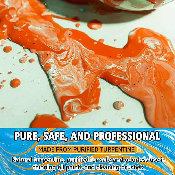 Odorless Mineral Spirits 100ml, Premium Odorless Paint Thinner for Oil Painting, Odor-Free Solvent for Artists, Thinning Oil Colors and Cleaning Brushes, Professionals Oil Painting Supplies