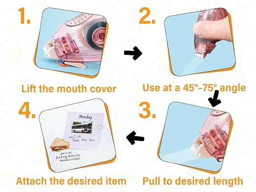 Double Sided Tape Roller - 4 Pack Scrapbook Glue Tape Runner Roller for Scrapbooking,Wrapping, Kids Paper,Crafts Gift Wrap for Schools, Offices(0.31 inch x 26 feet)
