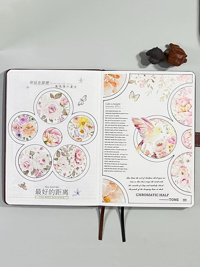 WT Pre-Cut Pink Velvet Wide PET Tape, Single Roll, Original Designs, Transparent Floral Adhesive, Durable Decorative Clear Tape for Journaling, Scrapbook, Planner, DIY Crafts, Bujo Supplies, 60mm×5m
