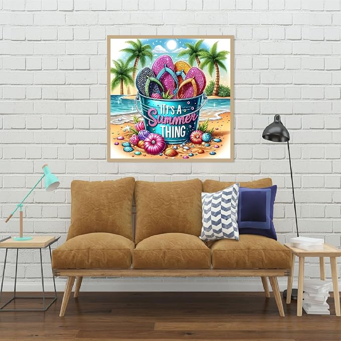 askkqtx Summer Beach Diamond Art Kits for Adults 14x14 Inch
