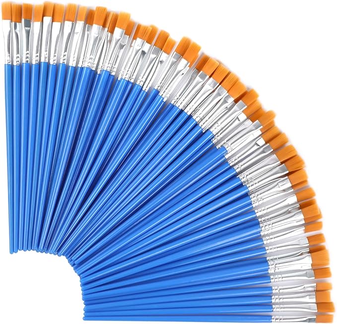 UPINS 100 Pcs Flat Paint Brushes, Small Brush Bulk for Detail Painting
