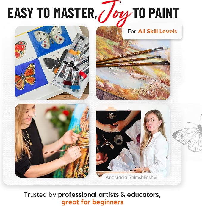ZenART Professional Oil Paint Set - Artist Grade Primary Colors - 8x50ml | Essential Palette - Non-Toxic Large Tubes, Buttery Consistency, Rich Pigments, Lightfast Oil Paints for Artists & Beginners