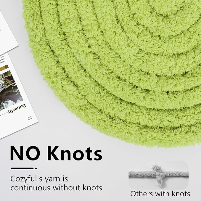 Cozyful Chunky Yarn for Hand Knitting - #10 Chunky Chenille Yarn, Jumbo Big Thick Chunky Yarns for Crocheting, Super Bulky Chunky Knit Blanket Yarns, 8 Skein (22 yds 8 oz Each Skein), Lemon Lime