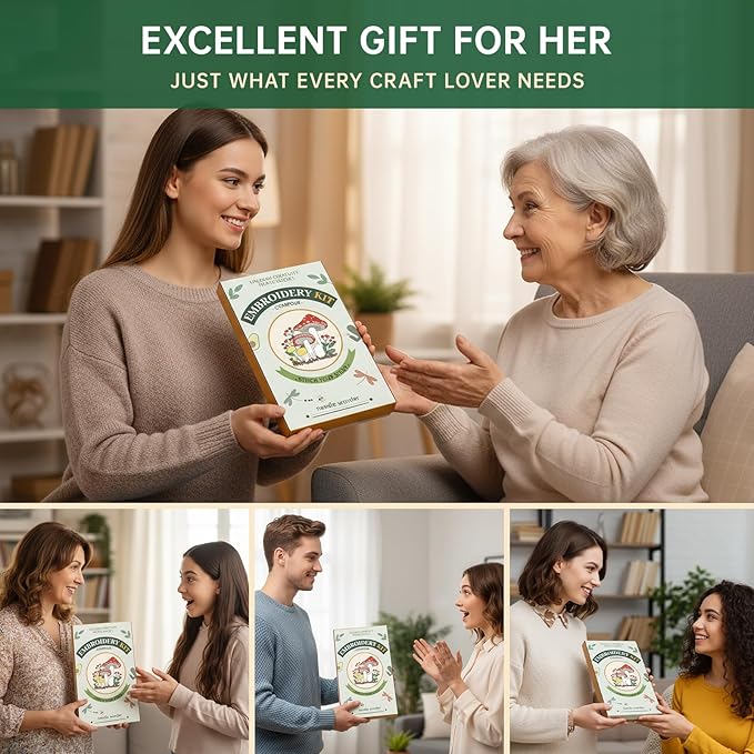 CYANFOUR Embroidery Kit for Beginners with Step-By-Step Guidance & Videos | 4 Stages to Learn 38 Stitches, Includes Multiple Accessories, Gift for Craft Lovers