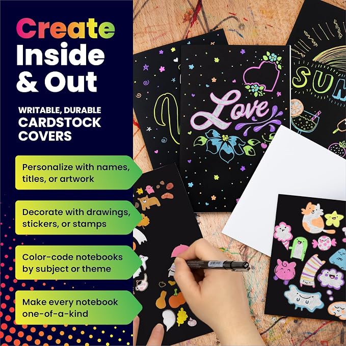 Hygloss Blank Books - Bulk 50 Pack – 4.25" x 5.5" A6 Black Paperback Blank Books for Kids to Write Stories, Doodle, Arts & Crafts – Plain Drawing Sketchbook, Unlined Journal, Notebook Without Lines