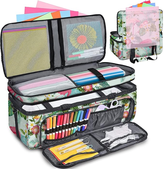 Double Layer Carrying Case with Cutting Mat Pocket & Accessories Storage