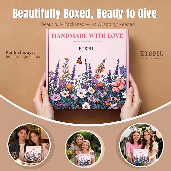 ETSPIL Embroidery Kit for Adults, 42 Stitches, 4K Video, Storage Bag | Stamped Floral Letters FIND YOUR JOY. Step-by-Step Guide. 20% Extra Floss. Beginner-Friendly. Relaxing Craft for Women