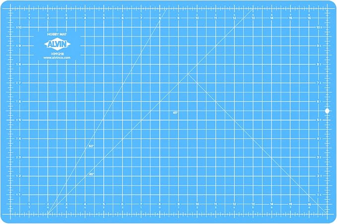 ALVIN HM Self-Healing Cutting Mat for Hobbies 12 x 18 inch | Double-Sided Blue/Grey | 3-Layer Gridded Surface for Arts, Crafts and Sewing - Model HM1218