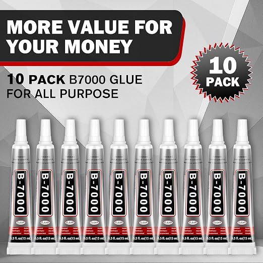 B-7000 Glue Clear with Precision Tip, 15ml 10 Pack Multi-Function Craft Adhesive, Waterproof Strong Bond Glue for Jewelry Making, Rhinestones, Bedazzling, Crafts, Shoes, Fabric, Phone Repair