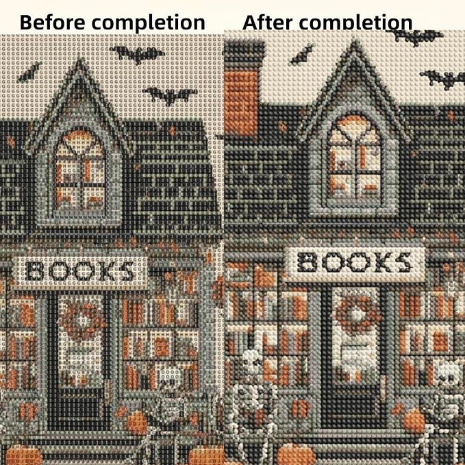 Halloween Bookstore Diamond Painting Kits for Adults,Book Diamond Art Kits