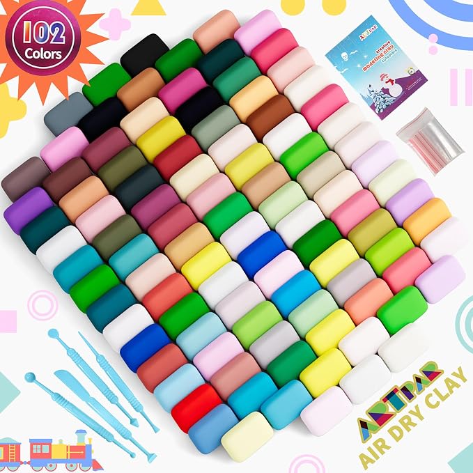 ARTPAR Air Dry Clay 102 Colors,Modeling Magic Clay for Kids Bulk Craft Kit