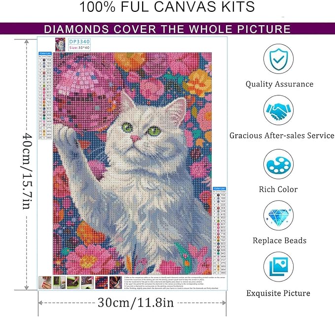 Dorwendis Diamond Art Kits for Adults, Cat Diamond Art Disco Ball 5D Diamond Painting Kits for Adults, DIY Round Full Drill Gem Art for Home Wall Decor&Gift 12x16 Inch(Cat)