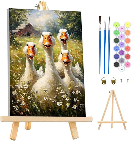 MAXBYE Animals Framed Paint by Numbers Kits for Adults with Wooden Easel, Easy Adult Paint by Number Kits on Canvas, DIY Oil Paintings for Beginners Gift Home Wall Decor 10×14 Inch