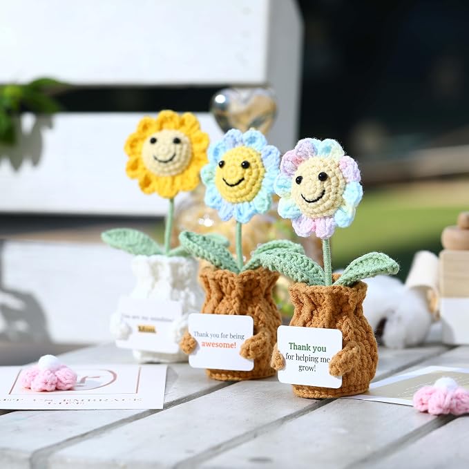 Teacher Appreciation Gifts Thank You for Helping Me Grow! Handmade Positive Sunflower Crochet Gifts for Women Thank You End of Year Graduation Teacher Gifts from Student