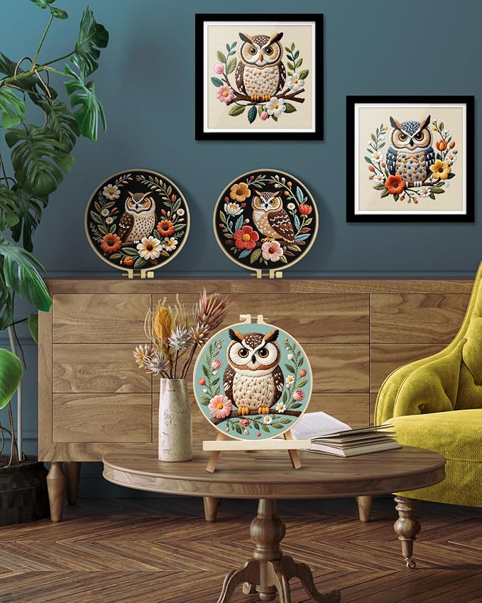 TINDTOP 5 Pack Embroidery Kit for Adult, Embroidery DIY Starter Kit, with Stamped Patterns, Hoop, Tools, Colorful Threads with Needles, Instructions | with Stamped Patterns, Hoop, Tools, Colorful Threads with Needles, Instructions