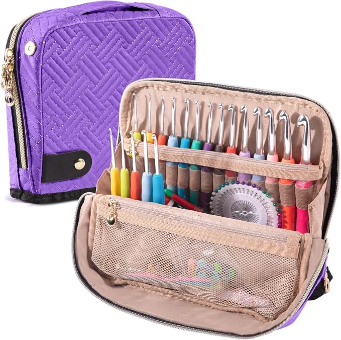 MYBAGZING Empty Crochet Hook Case - Crochet Hook Organizer Case Stand Up (Upgraded) -Corchet Organizer - Crochet Hook Holder for Knitting & Crochet Supplies, Crochet Needles, Crochet Accessories
