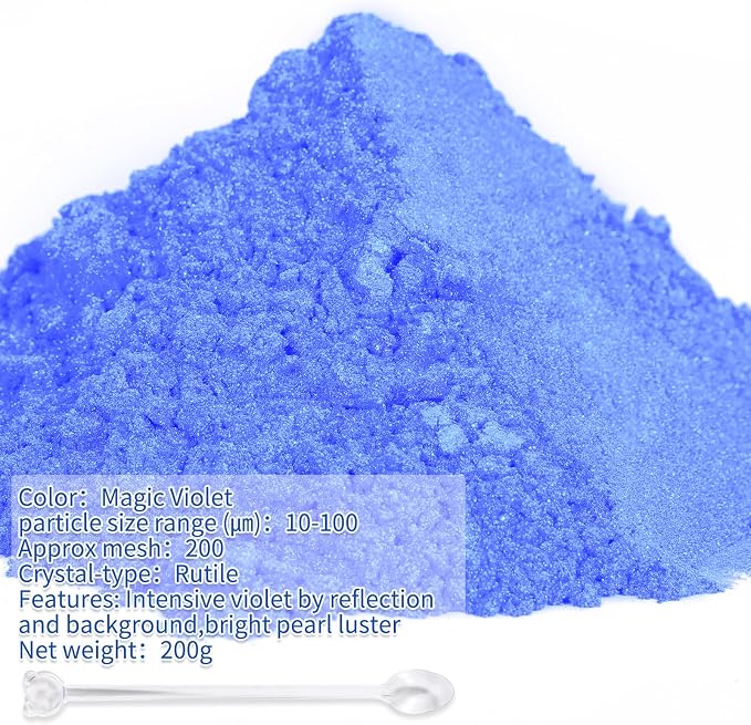 Mica Powder,7.05OZ（200g）,Magic Violet Mica Powder Pigment for Epoxy Resin，Lip Gloss，Car Paint，Dye，Soap Making，Nail Polish,Epoxy Resin,Candle Making,Bath Bombs