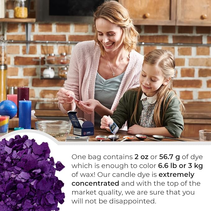 Violet Candle Dye 2oz for Soy Candle Making – Concentrated Wax Color Chips | Highly Concentrated Candle Wax Dyes – Candle Shop Premium Color Dye Chips for Soy Wax, Beeswax, Paraffin