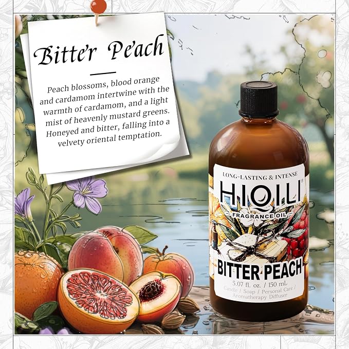 HIQILI Bitter Peach Fragrance Oil - for Candle, Soap & Sachets Bag Making, Inspired by T-F.rd Bitter-P.ch, for Home Diffuser, Add to Air Fresheners Spray - 5.07 Fl Oz (Pack of 1)