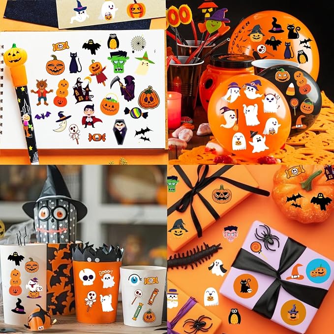 100 Sheets Halloween Stickers for Kids(Over 1250pcs), Cute Halloween Stickers Bulk for Pumpkin Party Favors Decoration Gifts Treat Bags Goodie Bags Filler