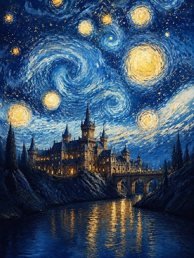 PINFFSHU Starry Night Diamond Painting Kits for Adult Beginners