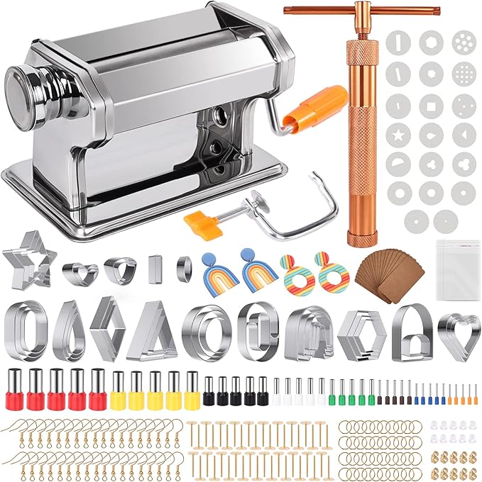 Yofuly Polymer Clay Machine Set - Press, Roller, Extruder, 40 Circle Cutters & 120 Earring Accessories