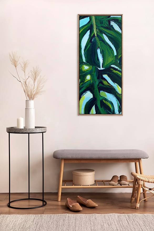 Kate and Laurel Sylvie Blank Framed Canvas Wall Art, 18x40 Gold Beaded, Vintage Modern Empty Canvas for Paint-Your-Own Art, Ready to Paint Premium Canvas Already Framed