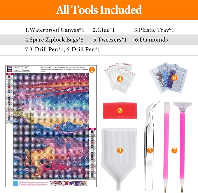 Diamond Art Kits for Adults, Aurora DIY 5D Diamond Painting for Beginners | 12x16 Inch, Full Drill Round Dots, Fantastic Landscapes Gem Art Craft Kits, Home Decor, Stress Relief Relaxing Hobby Gift