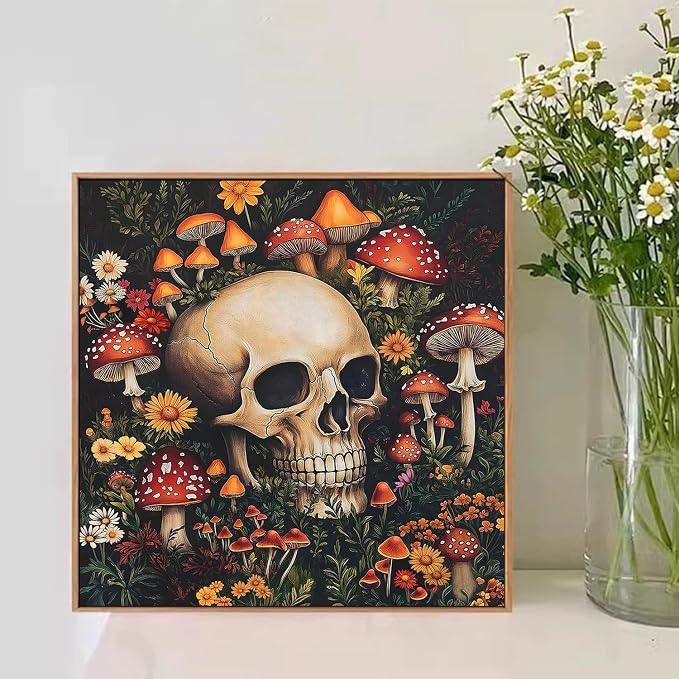 Skull Paint by Numbers Kit for Adults, 16x16 inch | DIY Painting Kits Crafts for Adults, Relieve Stress, Gift, Home Wall Decor