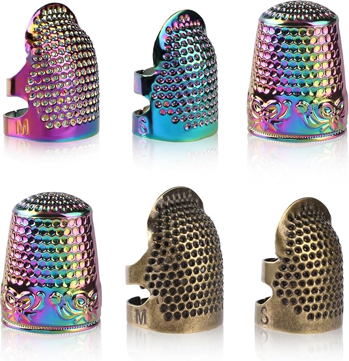 ZMAAGG Thimbles for Hand Sewing, 6 PCS Sewing Thimble, Metal Thimble
