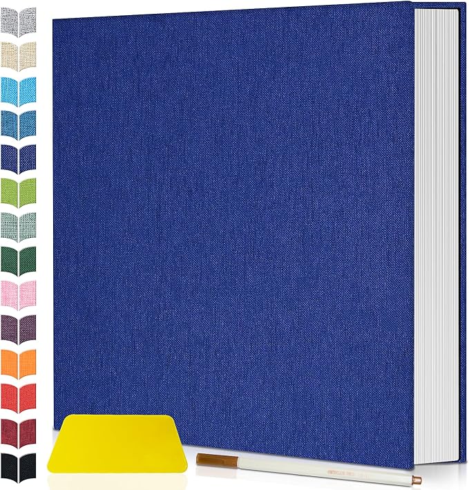 Artfeel Photo Album Self Adhesive Scrapbook,Large Photo Book for 4x6,5x7,8x10 Pictures,DIY Album for Baby Wedding Family Travel Birthday,with Metallic Pen and Scraper