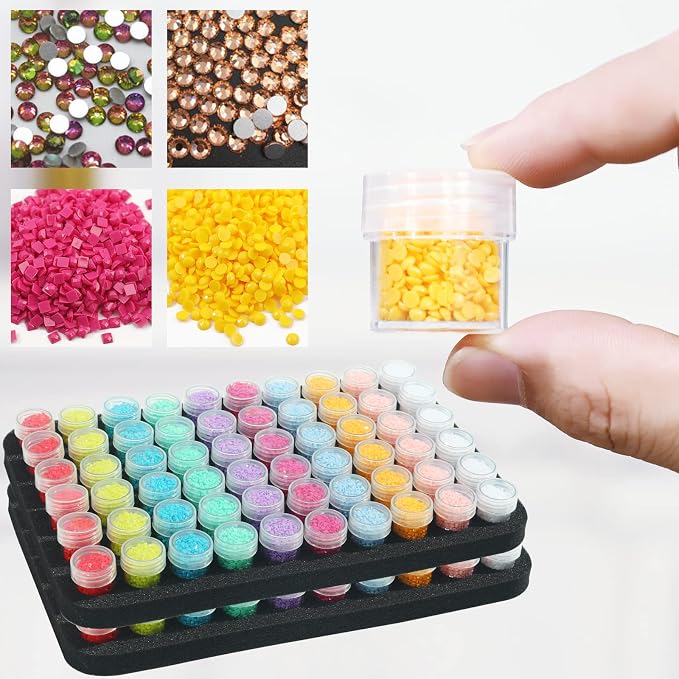 Douorgan Diamond Painting Storage Containers Accessories and Tools Portable Diamond Painting Organizer Shockproof Diamond Art Storage Case Jewelry Beads Storage Box (120 Mini Jars)