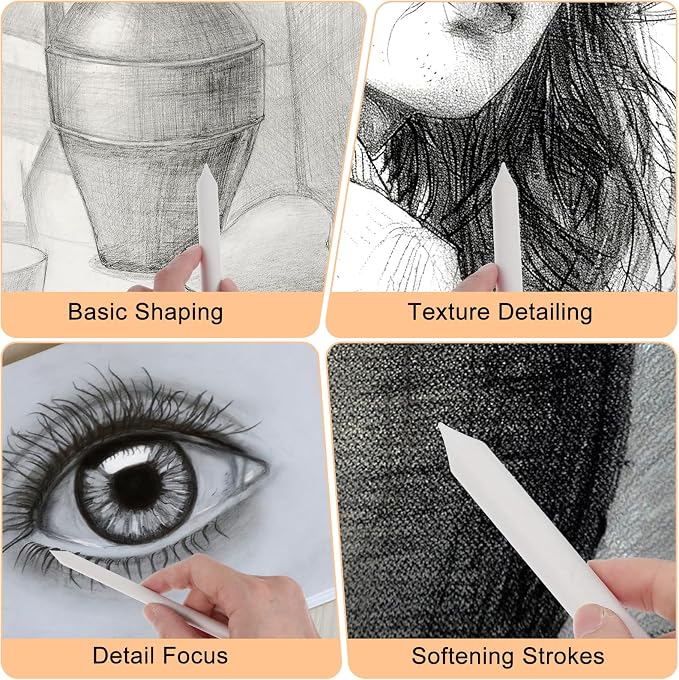 18pcs Oil Pastel Blending Tools, Ymapinc Blending Stumps for Drawing, Blenders & Shading Tools 6 Sizes for Charcoal Drawing Sketching Special Tortillions Art Supplies