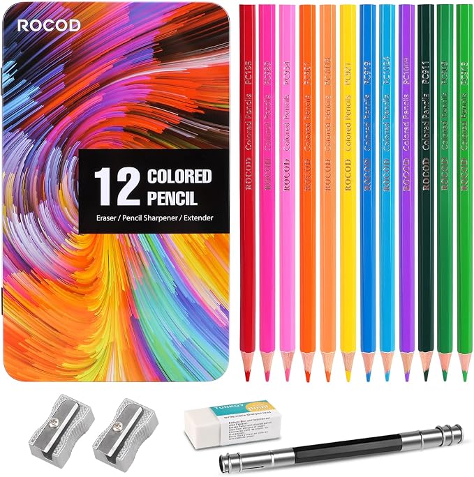 12-Color Colored Pencils Professional Coloring Pencils for Adults Art Color Drawing
