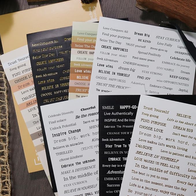 Bomichi Scrapbook Supplies, 40 Sheets 2370 Pcs Word Quote Stickers Scrapbooking Supplies, Junk Journal Supplies for Scrapbook Junk Journal Bullet Journal DIY Craft Card Making
