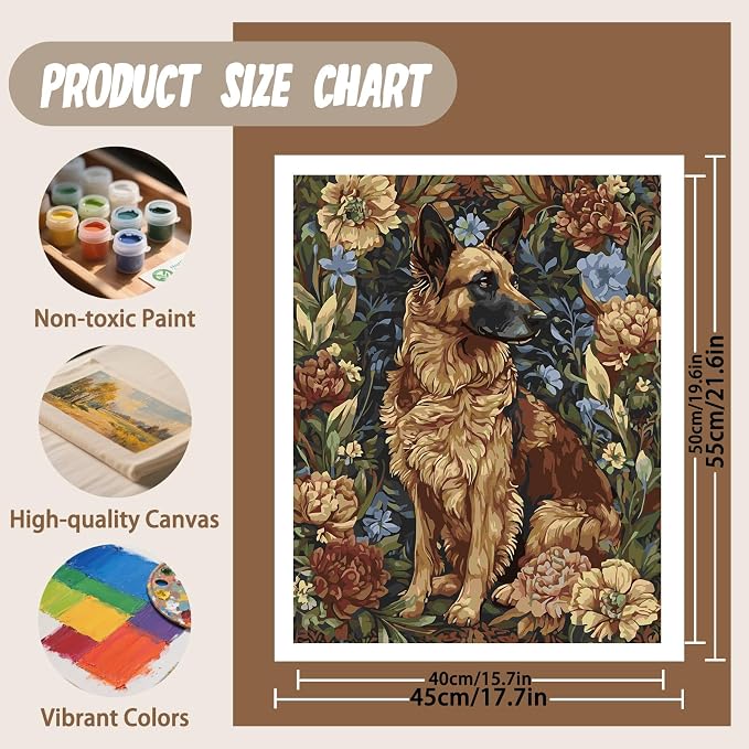 XTCIXAL Paint by Numbers Kit for Adults, Dog, 16X20 Inch | DIY Paint by Number for Adults Beginner, High-Definition Color Canvas, Stress Relief, Home Wall Decor, Gifts, Unframed