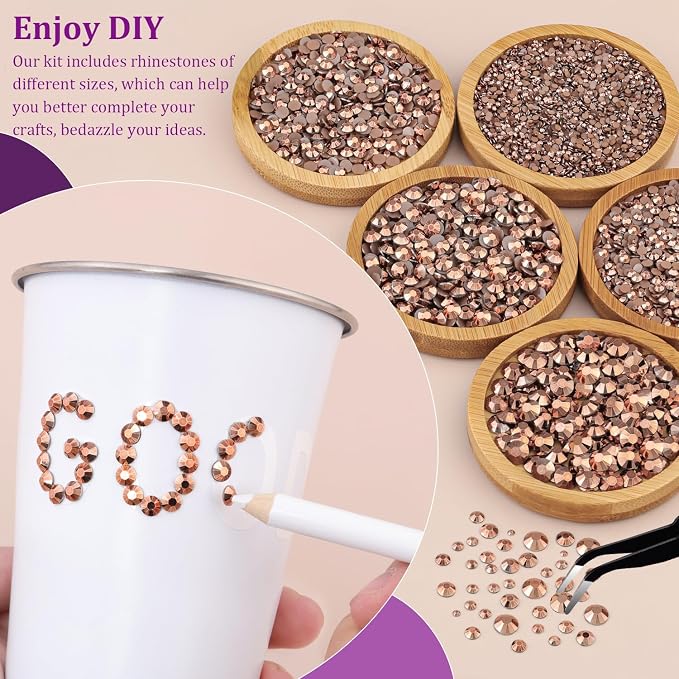 Resin Jelly Rhinestones for Crafting with B7000 Jewelry Glue, 1 Box Champagne Flatback Crystal with 3Pcs 10ml Glue, Bedazzling Non Hotfix Gems for DIY Tumblers Clothing Shoes Manicure