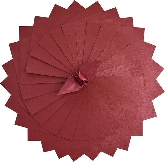 100 Origami Paper Sheets Paper Pack Paper Flower Pattern, Embossing, Pearl Coating for Folding Paper, Origami Cranes,Scrapbook (Red, 6x6 inches)