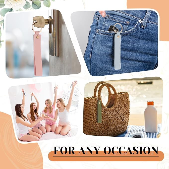 Wavyknot 100 Pcs Leather Keychain Blanks, 5.6 x 0.8 Inches, Light Color