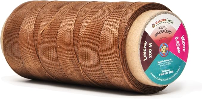 Mandala Crafts 200M 0.45mm Brown Round Waxed Thread for Leather Sewing
