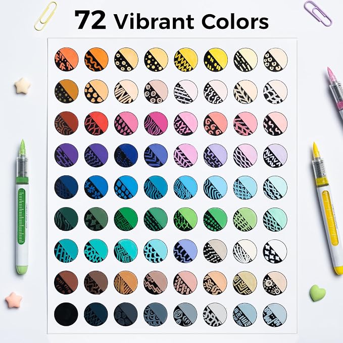Ohuhu Acrylic Paint Markers Brush Tip 72 Colors Opaque Paint Pens-Nahuku