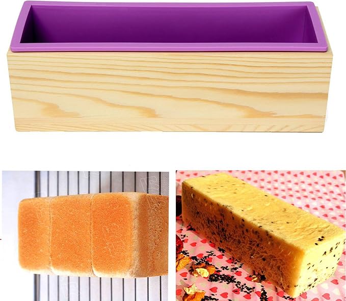 Ogrmar 2PCS Soap Mold Flexible Rectangular Soap Silicone Mold with Wood Box | Soap Molds For Soap Making DIY Tool for Soap Cake Making Heat Resistant from -40°F to 446°F Easy to Store
