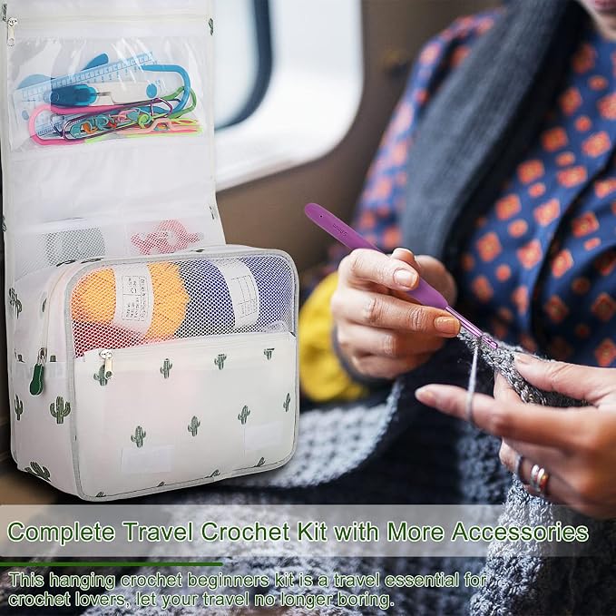 Coopay Upgraded Crochet Kit for Beginners, All-in-One Crochet Kits (63Pcs) | Complete Crocheting Set with Yarn, Ergonomic Crochet Hooks, Easy-to-Follow Tutorial,Storage Case-Idea Starter Kits Gift