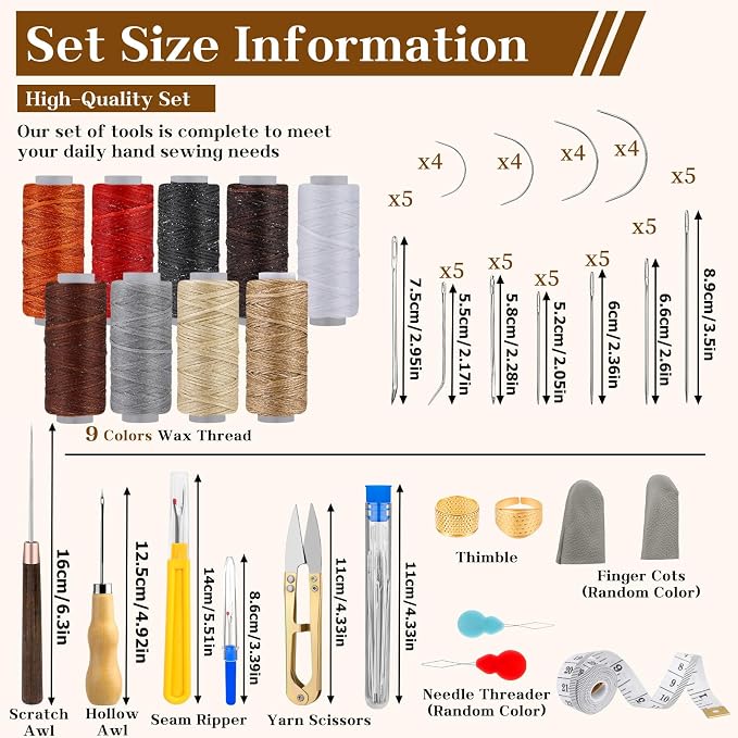 74 PCS Leather Sewing Kit Heavy Duty Sewing Kit Upholstery Repair Kit