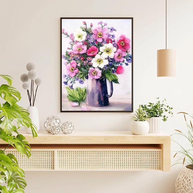 Ausanrl Flower Diamond Painting Kits for Adults - Diamond Art Kits for Adults Beginner,5D Diamond Painting Flowers,Gem Art Kits for Gifts Home Decor 12x16inch