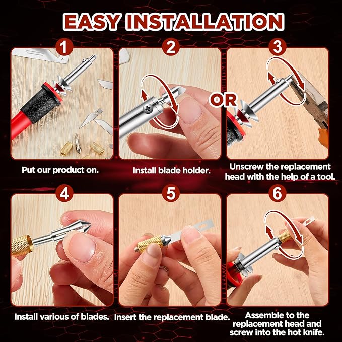 Honoson 22 Pieces Electric Hot Knife Cutter Tool Include Heated Knife Plastic Cutter With Multipurpose 16 Blades 4 Blade Holders Metal Stand For Soft Thin Plastic Foam Stencils(Red)