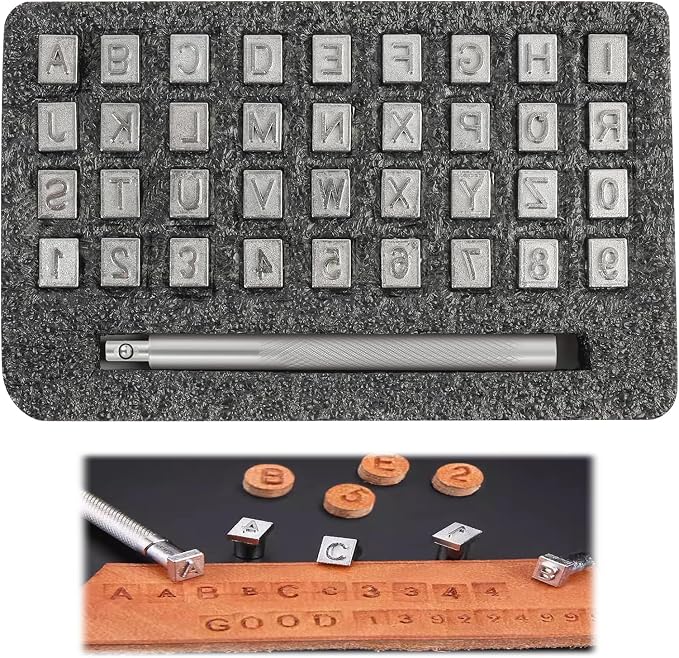 RJLCTH 37 Pcs Alphabet and Number Stamps Leather Stamping Kit