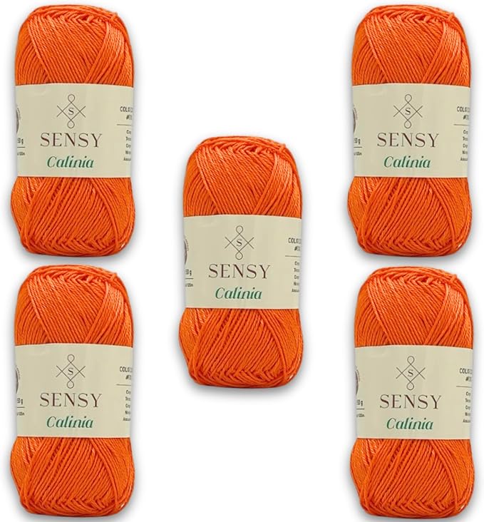 S Sensy Calinia-Mercerized Giza Cotton #2 Fine Yarn 5 Pack Orange 131 Yards
