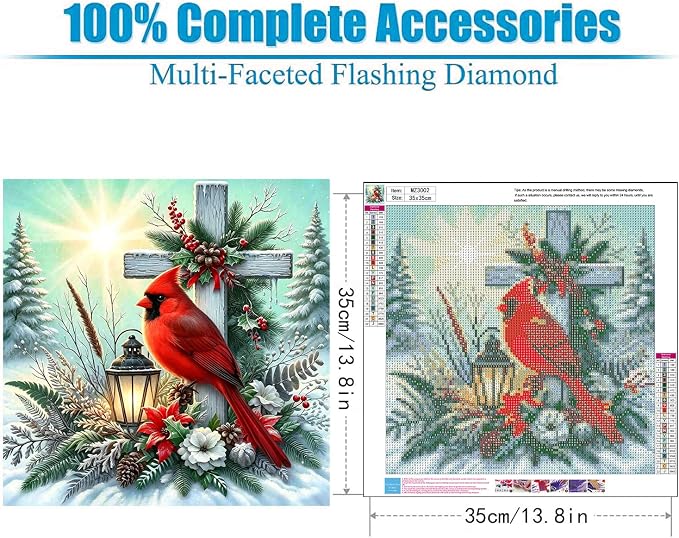 Lophomie Diamond Art Kits for Adults, 5D Cardinal Diamond Painting Kits